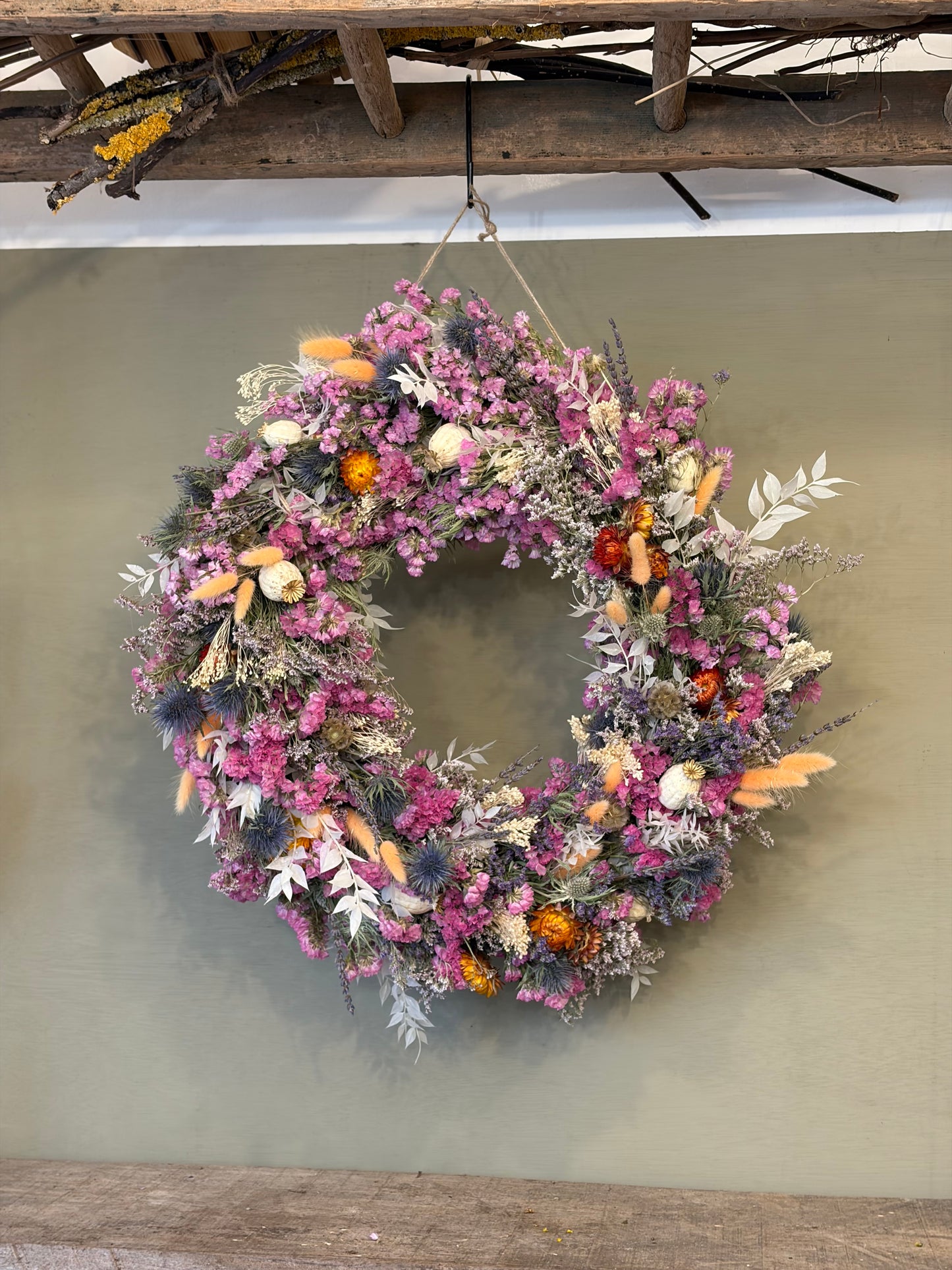 Large Pink Dried Wreath