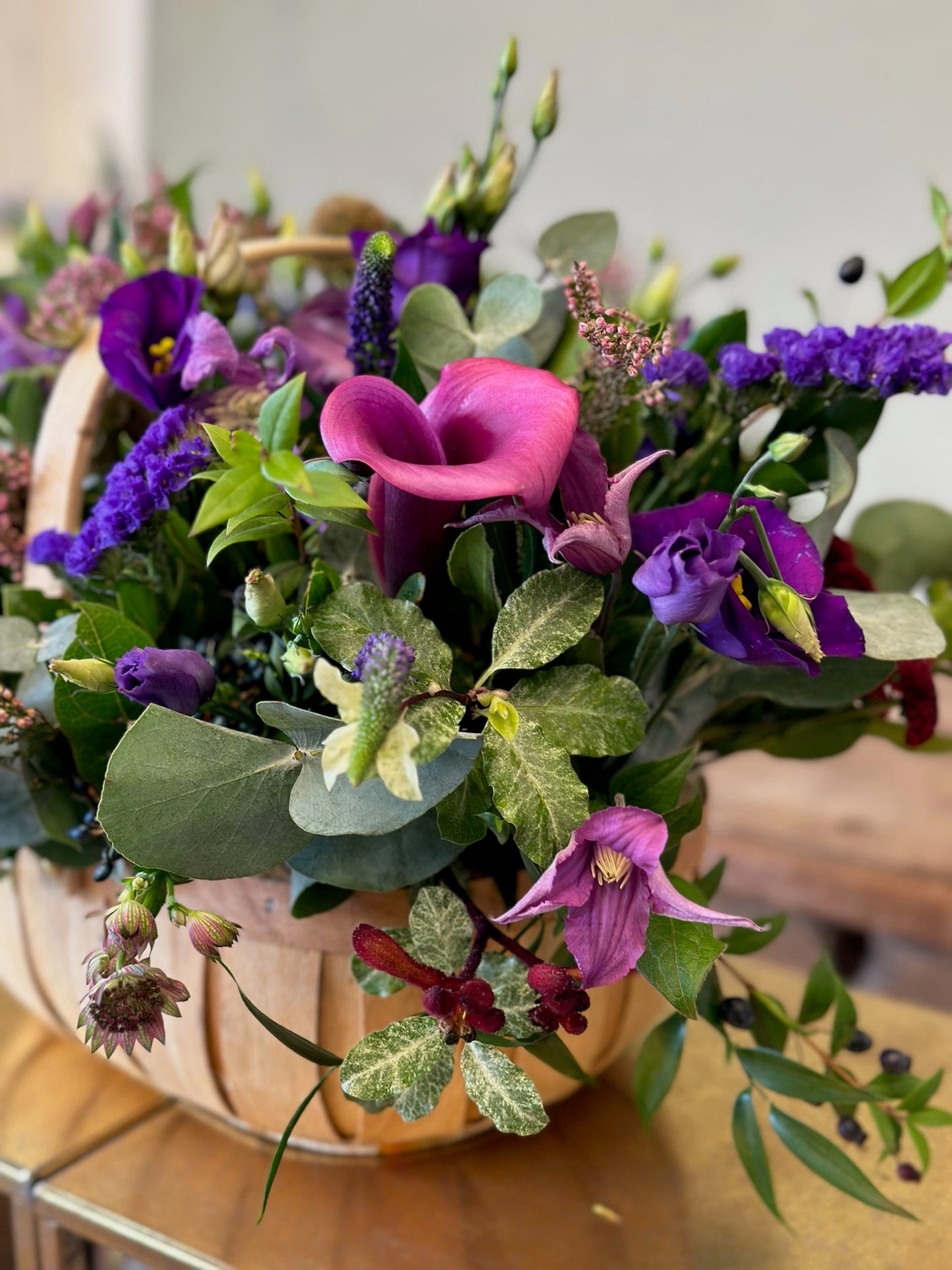 Christmas Purple Basket Arrangement