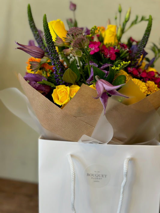 Colourful Christmas Gift Bag Bouquet