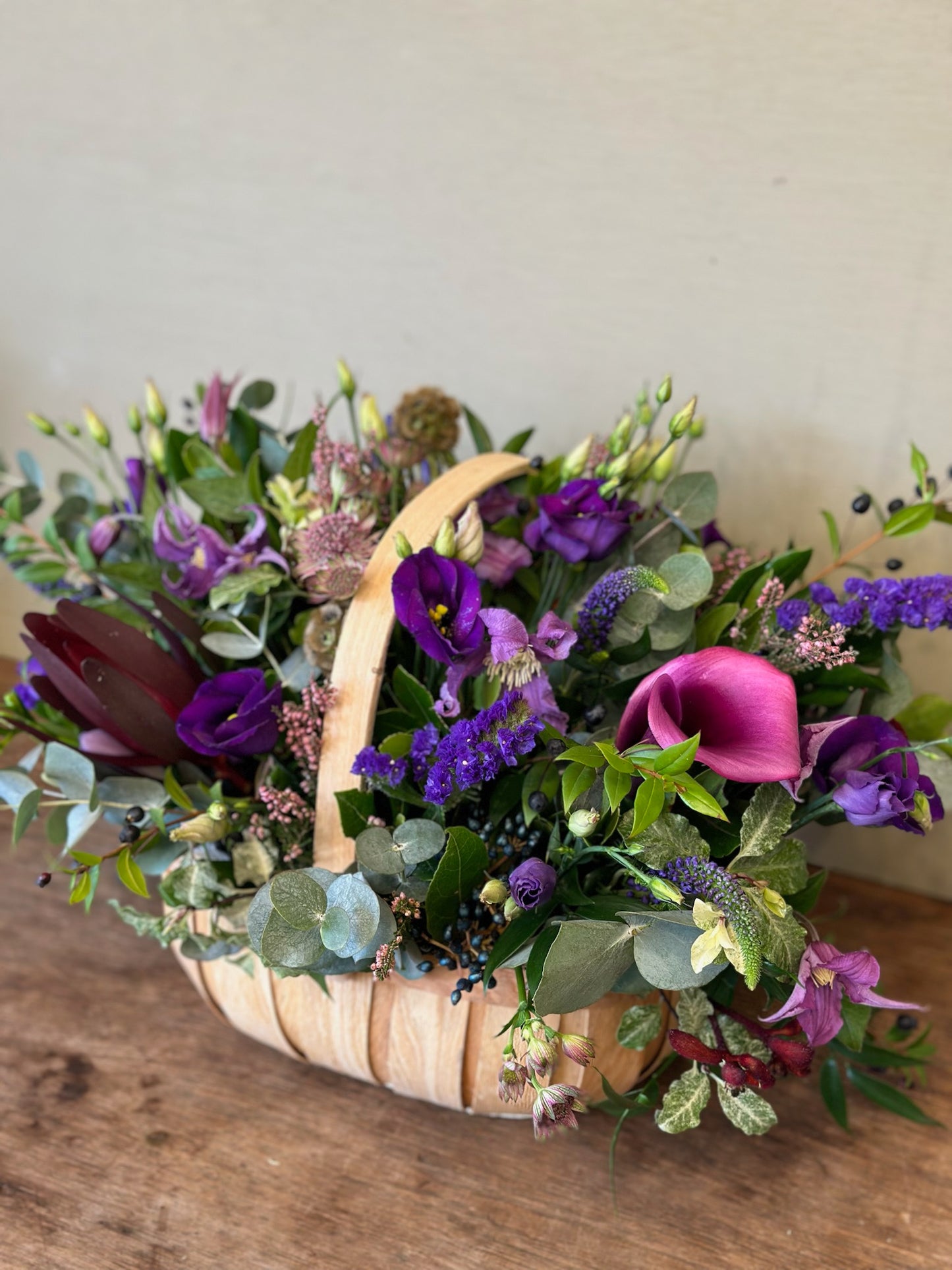 Christmas Purple Basket Arrangement