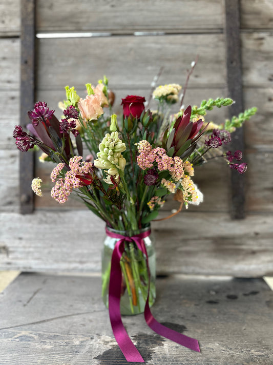 Christmas Flowers in a Glass Vase