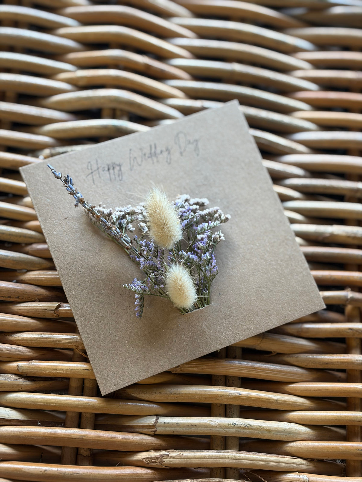 Happy Wedding Day Dried Flower Card