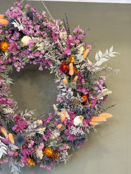 Large Pink Dried Wreath