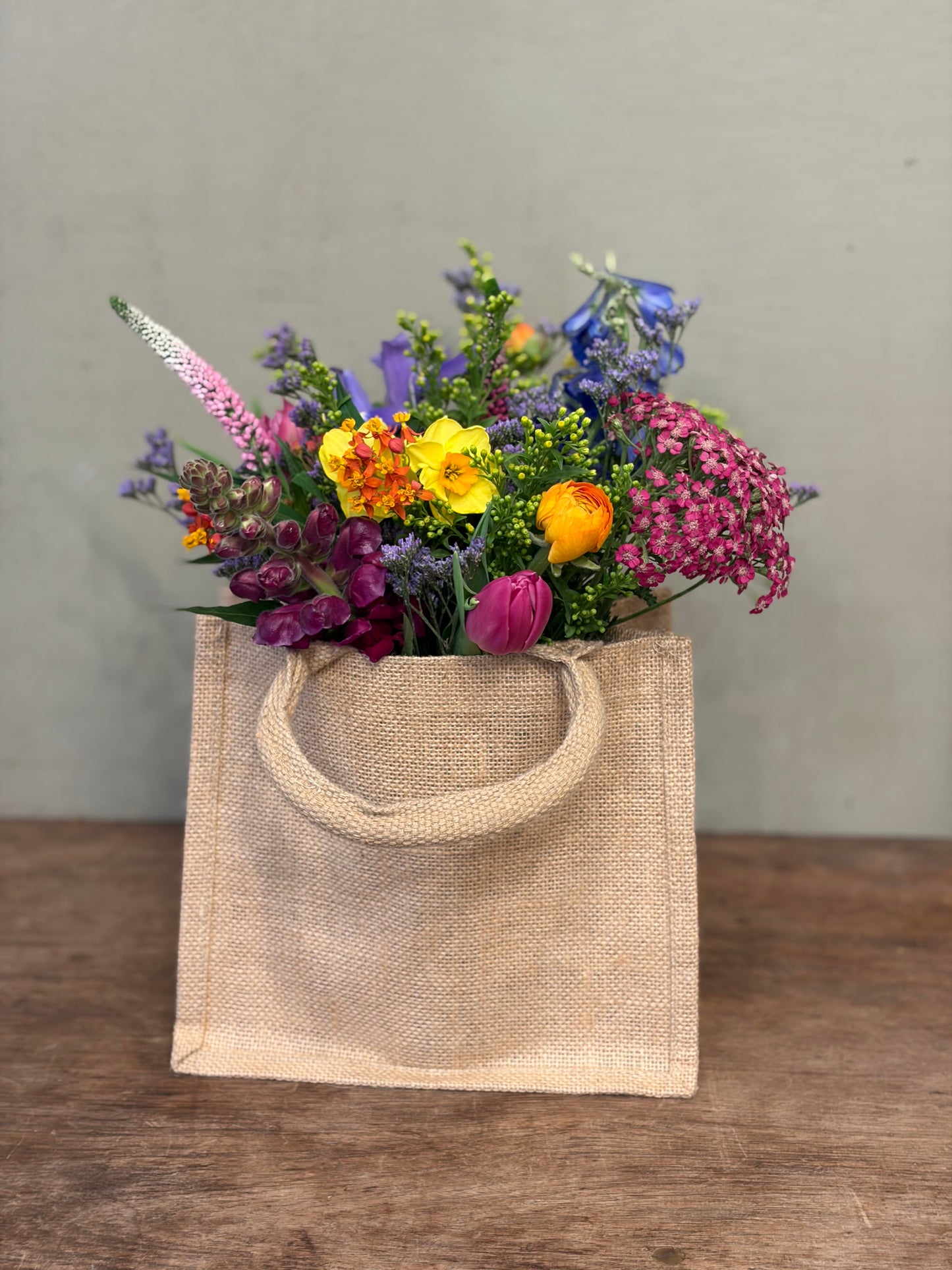 Colourful Vase in Hessian Bag (£35 / £45)