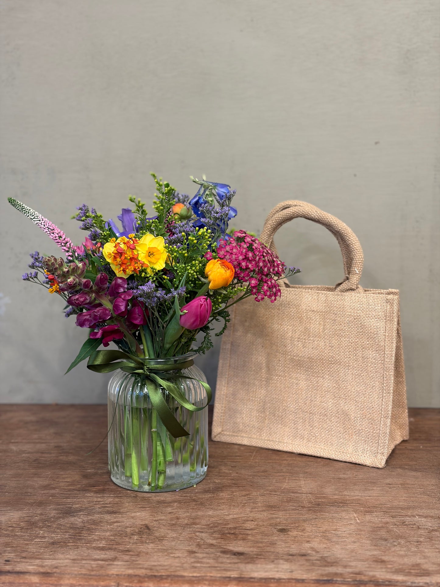 Colourful Vase in Hessian Bag (£35 / £45)