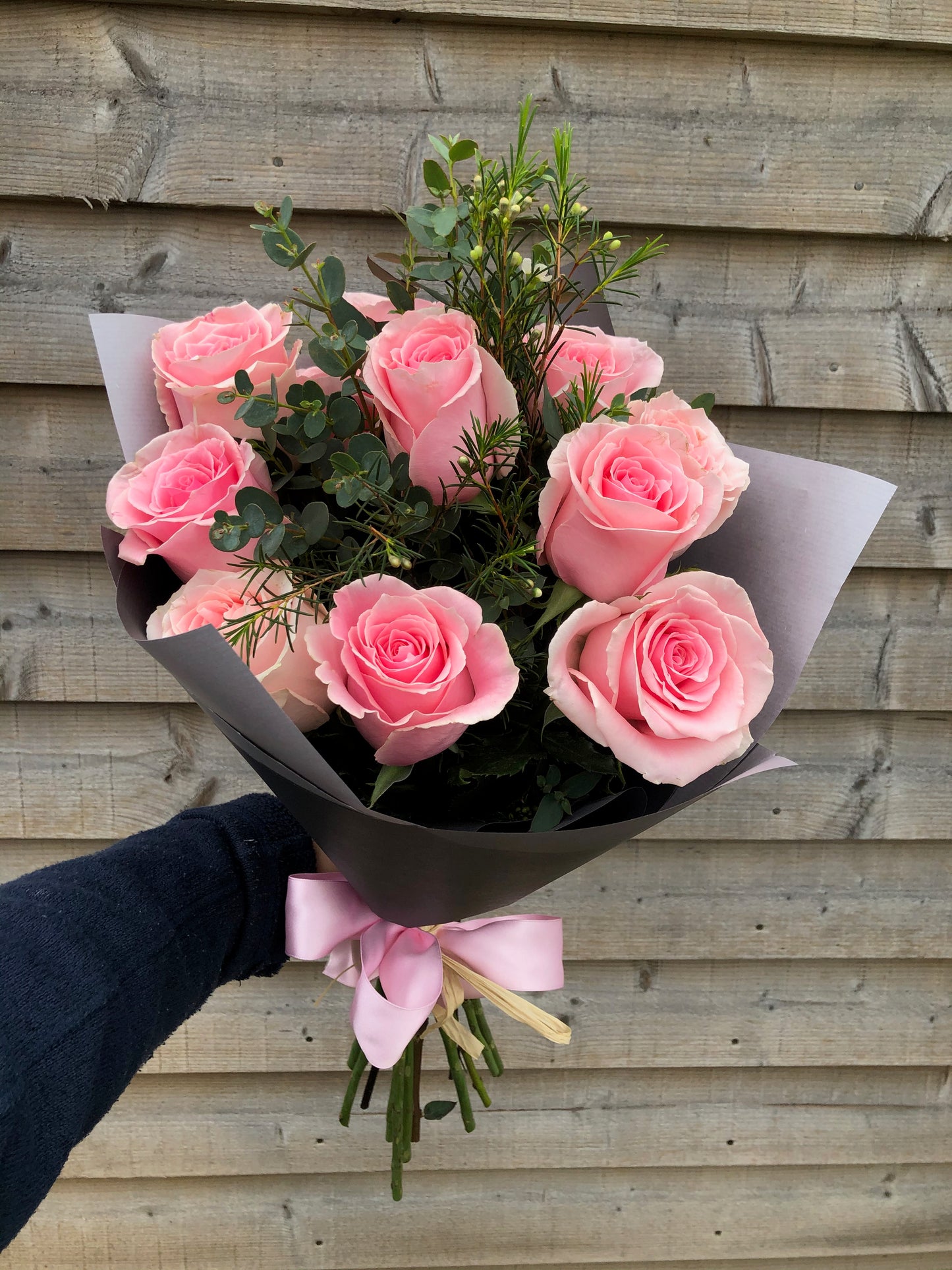 12 Pink Roses Bouquet