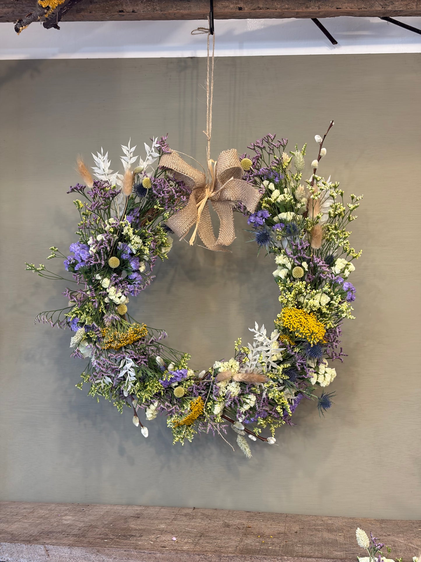 Dried Wreath with Hessian Bow