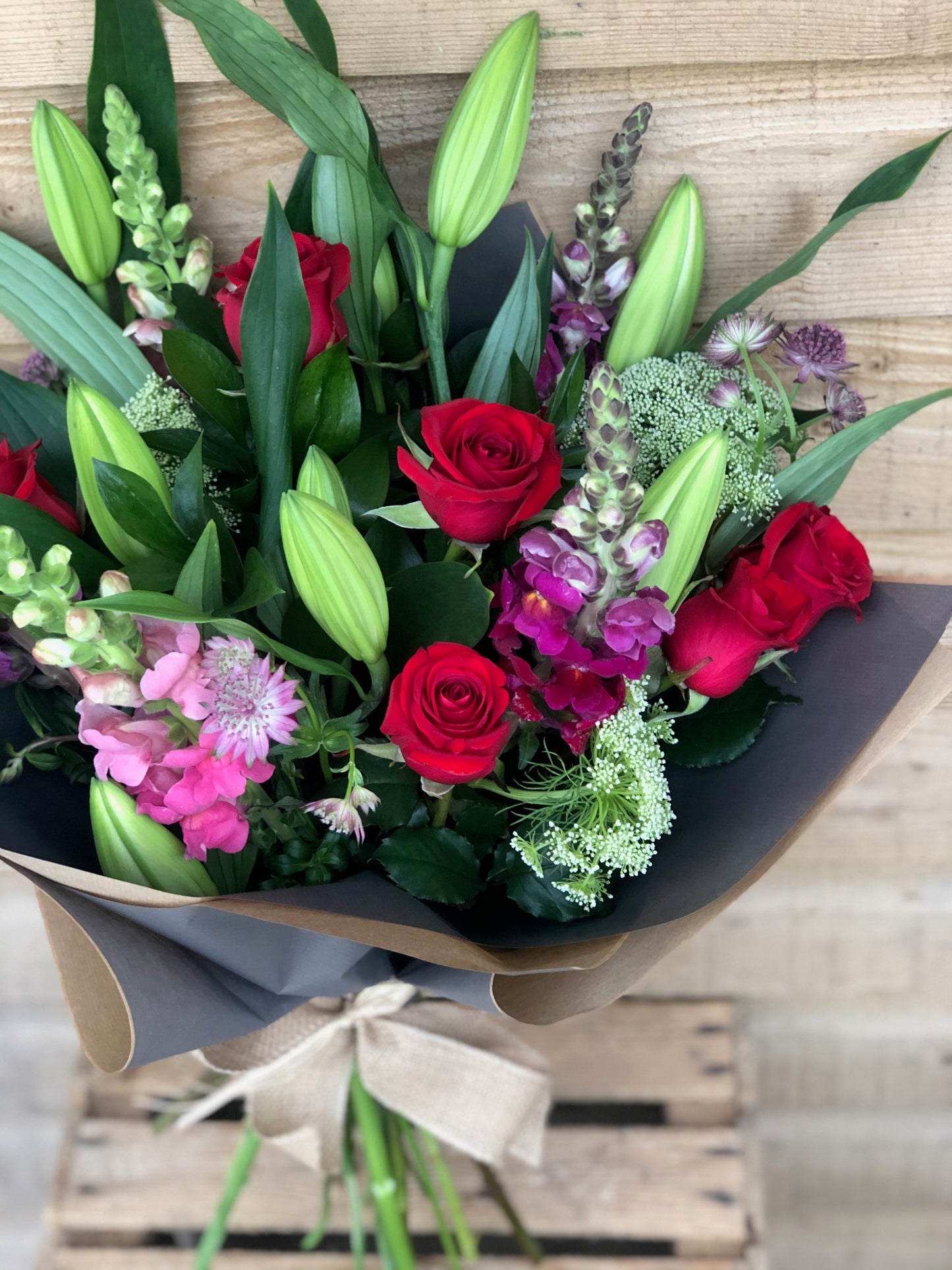 Red Roses and Lillies Bouquet