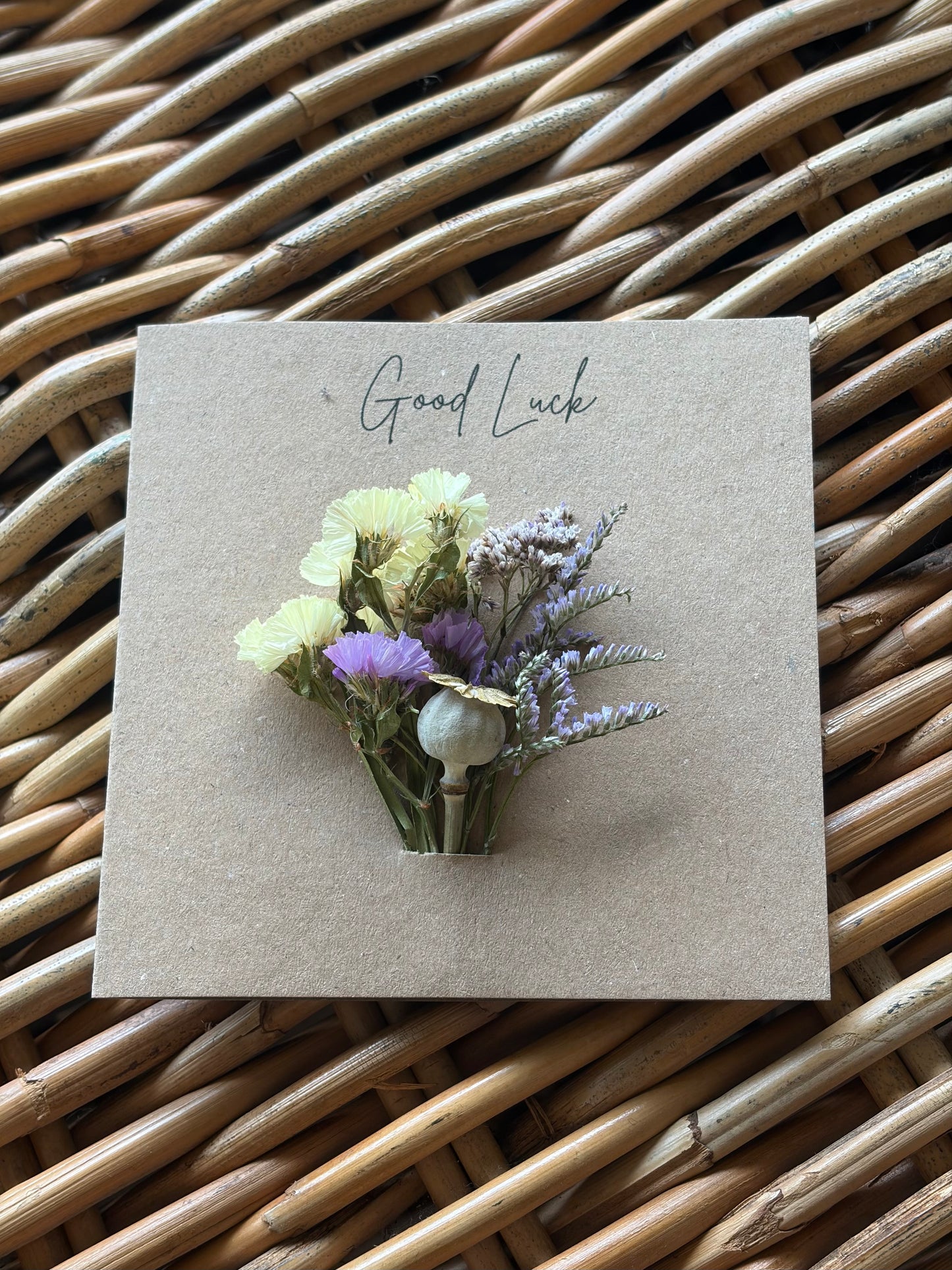 Good Luck Dried Flower Card