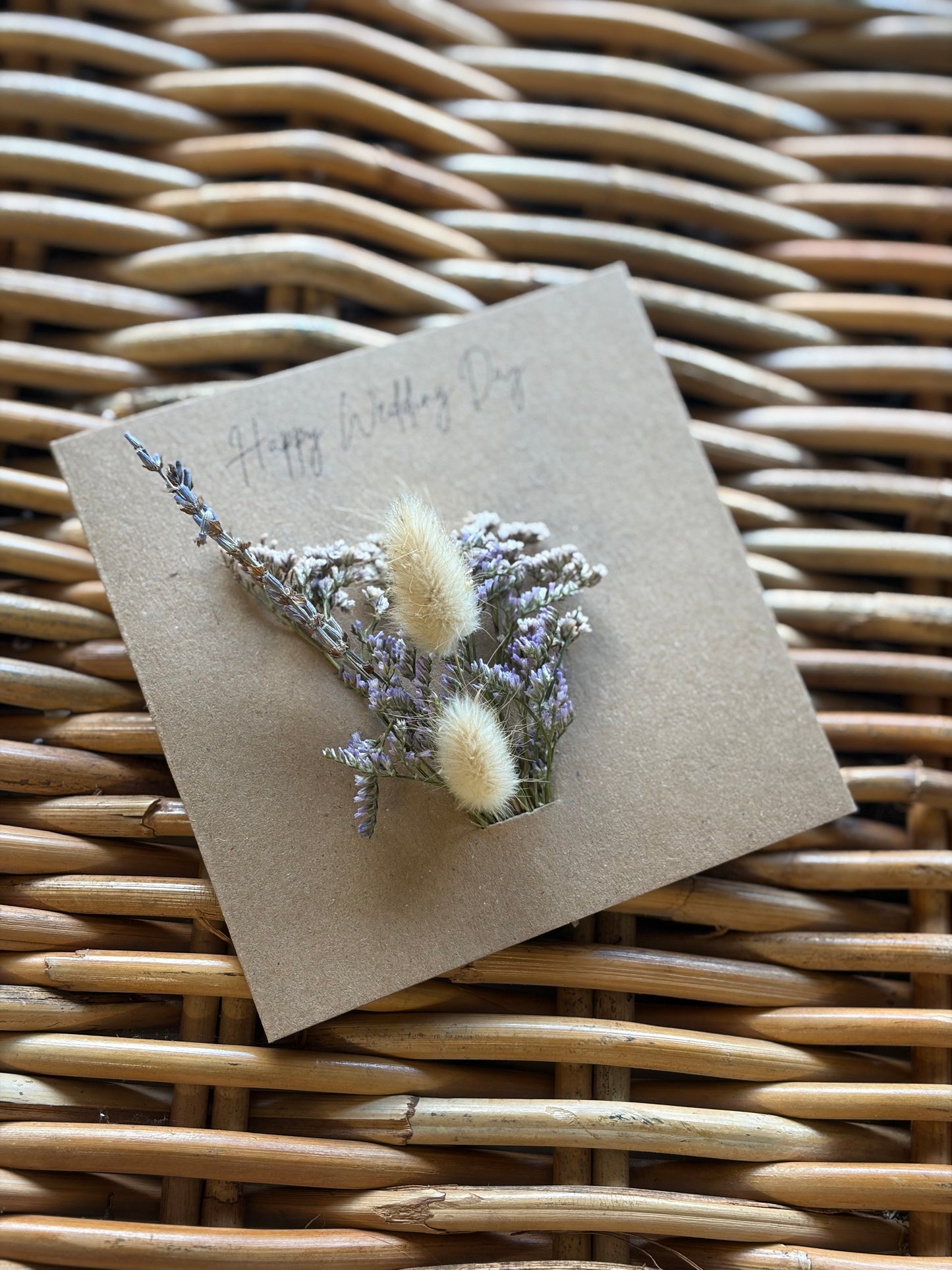 Happy Wedding Day Dried Flower Card