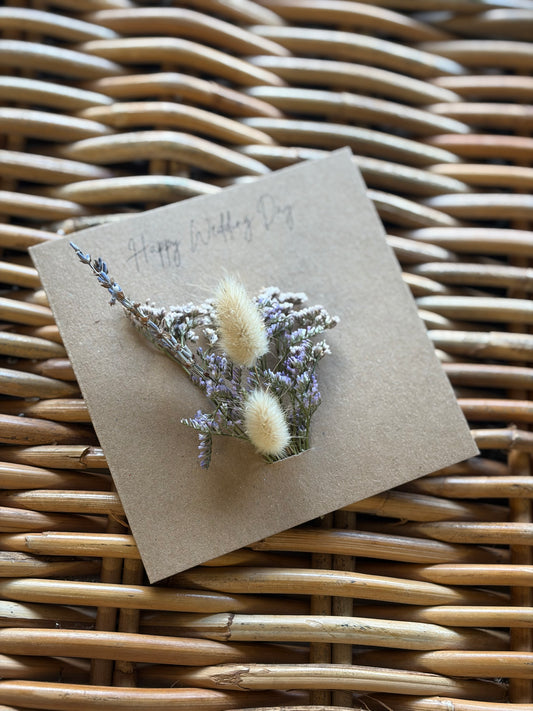 Happy Wedding Day Dried Flower Card